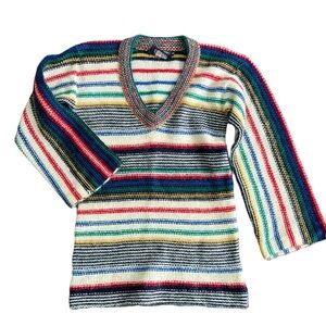 VINTAGE RENAE TERNER OUTLANDER SWEATER BOHO MULTICOLOR STRIPES WOOL MOHAIR
